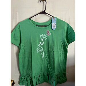 NWT Girls' Short Sleeve Peplum T-Shirt - Cat & Jack Soft Green Size 16/18 XXL